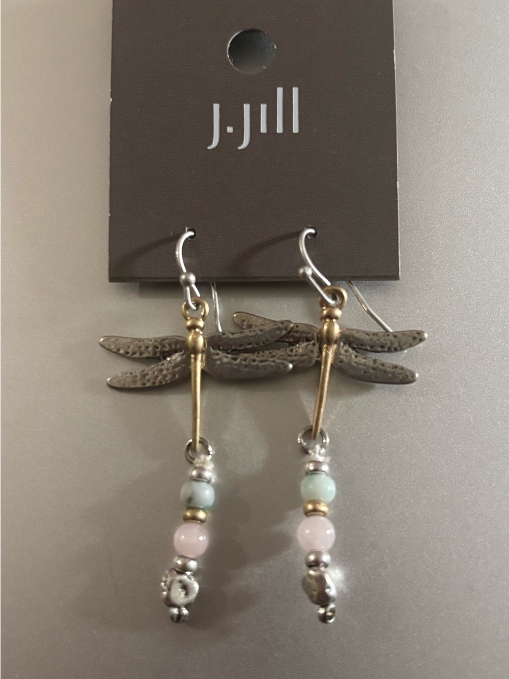 J. Jill Mixed Metal Dragonfly Earrings with Pastel Beads